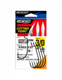 ANZUELO OWNER 5102 OFFSET WORM WIDE GAP EYE Nº 2/0