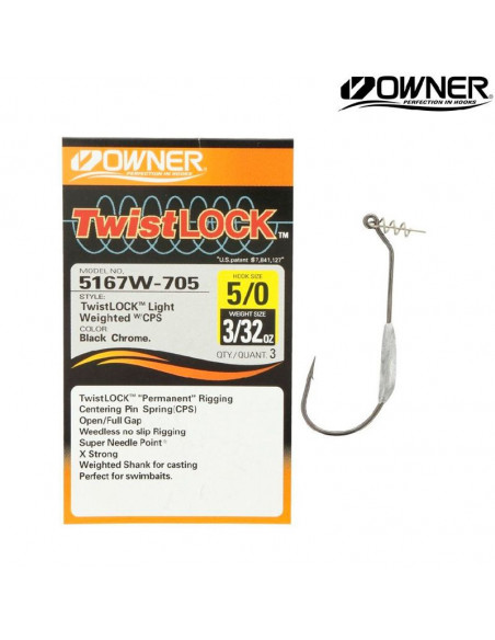 ANZUELO OWNER 5167W TWISTLOCK LIGHT W/EYE Nº 4/0